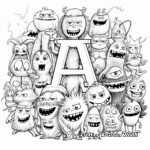 Funny Alphabet Monster Coloring Pages 3