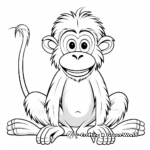 Funny Cartoon Baboon With Banana Coloring Pages 2