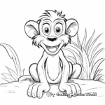 Funny Cartoon Baboon With Banana Coloring Pages 4