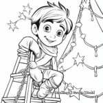 Funny Elf on the Shelf Tangled in Lights Coloring Pages 1