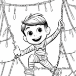 Funny Elf on the Shelf Tangled in Lights Coloring Pages 2