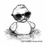 Funny Rubber Duck with Sunglasses Coloring Pages 1