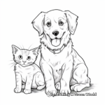 Furry Friends: Golden Retriever Puppy and Calico Kitten Coloring Pages 3