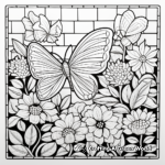 Garden Mosaic Coloring Pages: Flowers, Birds, and Butterflies 1