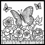 Garden Mosaic Coloring Pages: Flowers, Birds, and Butterflies 2