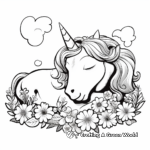 Garden of Dreams: Unicorn Asleep by Flower Coloring Pages 2
