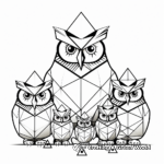 Geometric Family of Owls Coloring Pages: Adults and Owlets 1