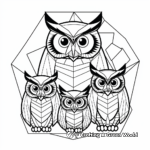 Geometric Family of Owls Coloring Pages: Adults and Owlets 2