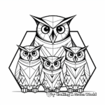 Geometric Family of Owls Coloring Pages: Adults and Owlets 3