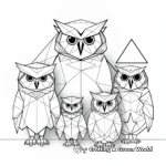 Geometric Family of Owls Coloring Pages: Adults and Owlets 4