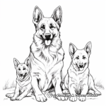 German Shepherd Family: Adult and Puppies Coloring Pages 2