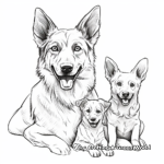 German Shepherd Family: Adult and Puppies Coloring Pages 3