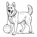 German Shepherd Playing with Christmas Balls Coloring Pages 1
