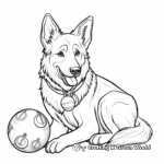German Shepherd Playing with Christmas Balls Coloring Pages 3