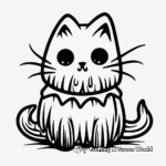 Ghostly Cat Coloring Pages 2