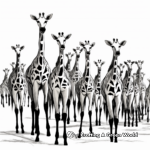 Giraffe Herd Coloring Pages 3