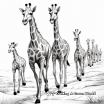 Giraffes Migrating Realistic Coloring Pages 2