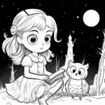 Girl Owl at Night Coloring Pages 1