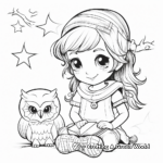 Girl Owl at Night Coloring Pages 3