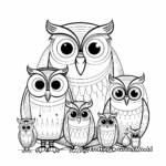 Girl Owl Family Coloring Pages: Mother, Father and Owlets 4