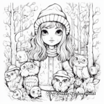 Girl Owl in the Wild Forest Coloring Pages 1