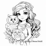 Girl Owl with Flowers Coloring Pages 3