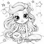 Girl Owl with Moon and Stars Coloring Pages 1