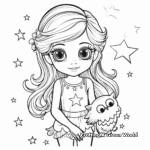 Girl Owl with Moon and Stars Coloring Pages 3