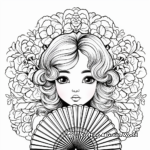 Glamorous Victorian Fan Coloring Pages 1