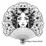 Glamorous Victorian Fan Coloring Pages 3