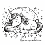 Gleaming Glitter: Sleeping Unicorn with Twinkling Stars Coloring Pages 1