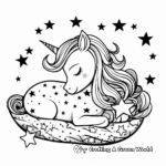 Gleaming Glitter: Sleeping Unicorn with Twinkling Stars Coloring Pages 3