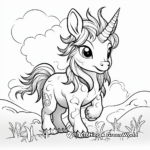 Gloomy Unicorn Looking at a Rainbow Coloring Pages 3