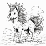 Gloomy Unicorn Looking at a Rainbow Coloring Pages 4