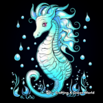 Glowing Neon Unicorn Seahorse Coloring Pages 1
