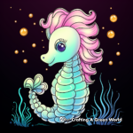 Glowing Neon Unicorn Seahorse Coloring Pages 2