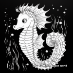 Glowing Neon Unicorn Seahorse Coloring Pages 4
