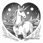 Glowing Unicorn Heart at Night Coloring Pages 4