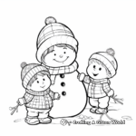 Gnomes Building Snowman: Winter Scene Coloring Pages 1