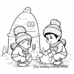 Gnomes Building Snowman: Winter Scene Coloring Pages 3