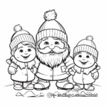 Gnomes Building Snowman: Winter Scene Coloring Pages 4
