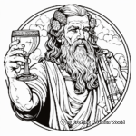 God Dionysus in Vintage Style Coloring Pages 2