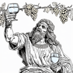 God Dionysus in Vintage Style Coloring Pages 3