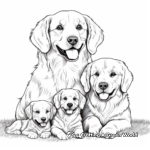 Golden Retriever Family Coloring Pages: Mother, Father, and Puppies 1