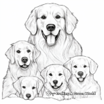 Golden Retriever Family Coloring Pages: Mother, Father, and Puppies 3