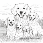 Golden Retriever Family Coloring Pages: Mother, Father, and Puppies 4