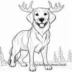 Golden Retriever Wearing Antlers Coloring Pages 3