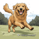 Golden Retrievers in Action: Fetching Balls Coloring Pages 3