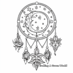 Gorgeous Moon and Stars Dream Catcher Coloring Pages for Adults 1