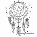 Gorgeous Moon and Stars Dream Catcher Coloring Pages for Adults 2